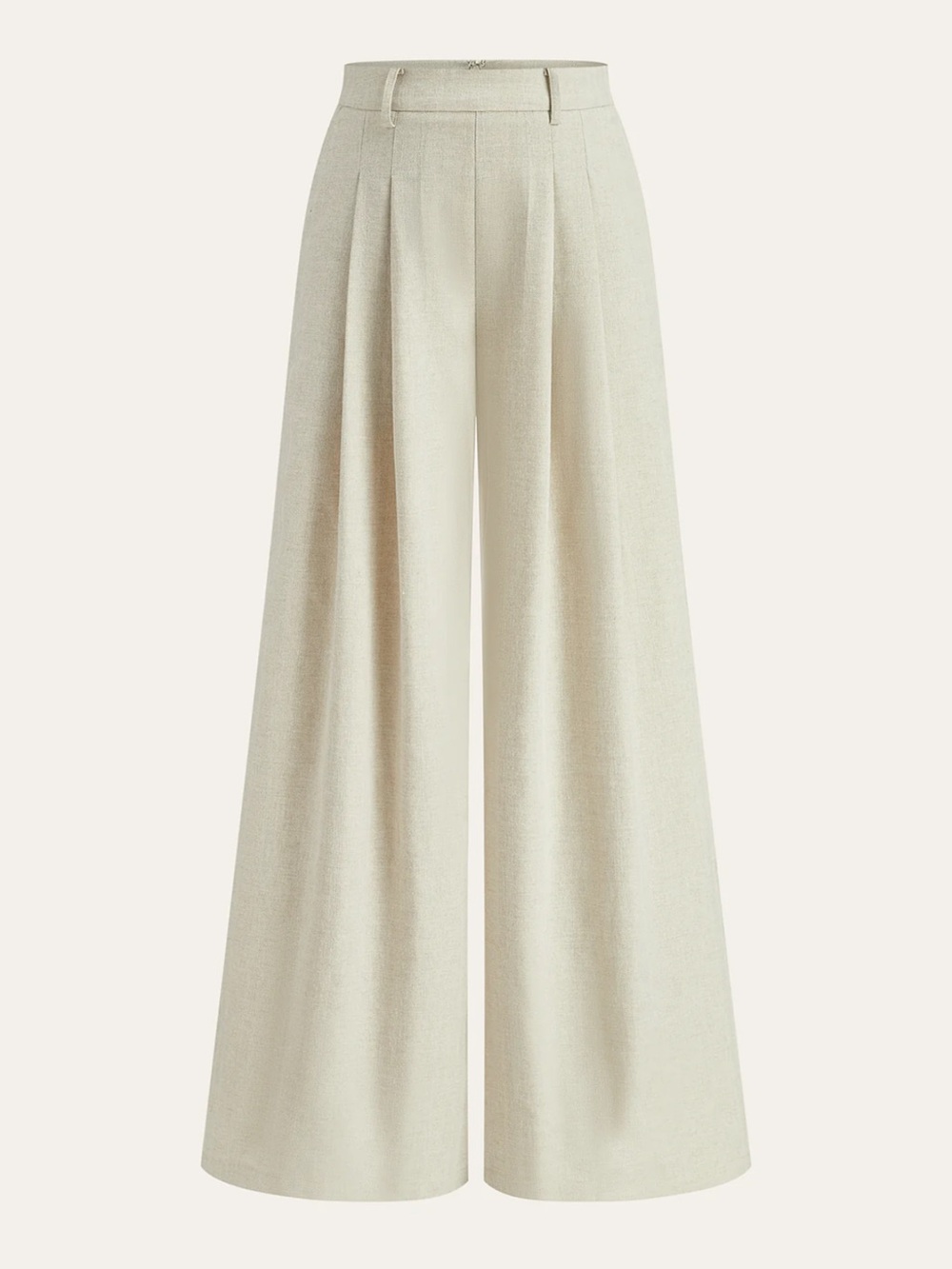 Commense Khaki Linen Blend Wide Leg Pants XS | Quiet Luxury Trousers - Picture 3 of 5